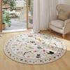 Pastoral Cat Round Carpet Boho Floral Butterfly Kitten Print Rug Cute Animal Non-Slip Mat for Living Room Bedroom Decoration
