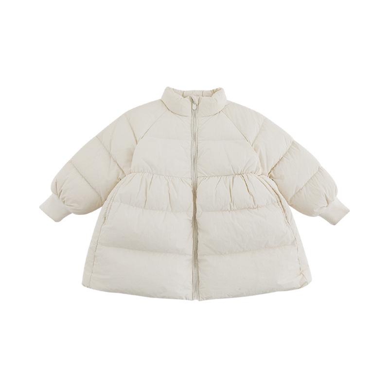 Wulibu Girls' Stylish Mid-Length Down Jacket with Ribbed Cuffs - 2025 Winter Collection