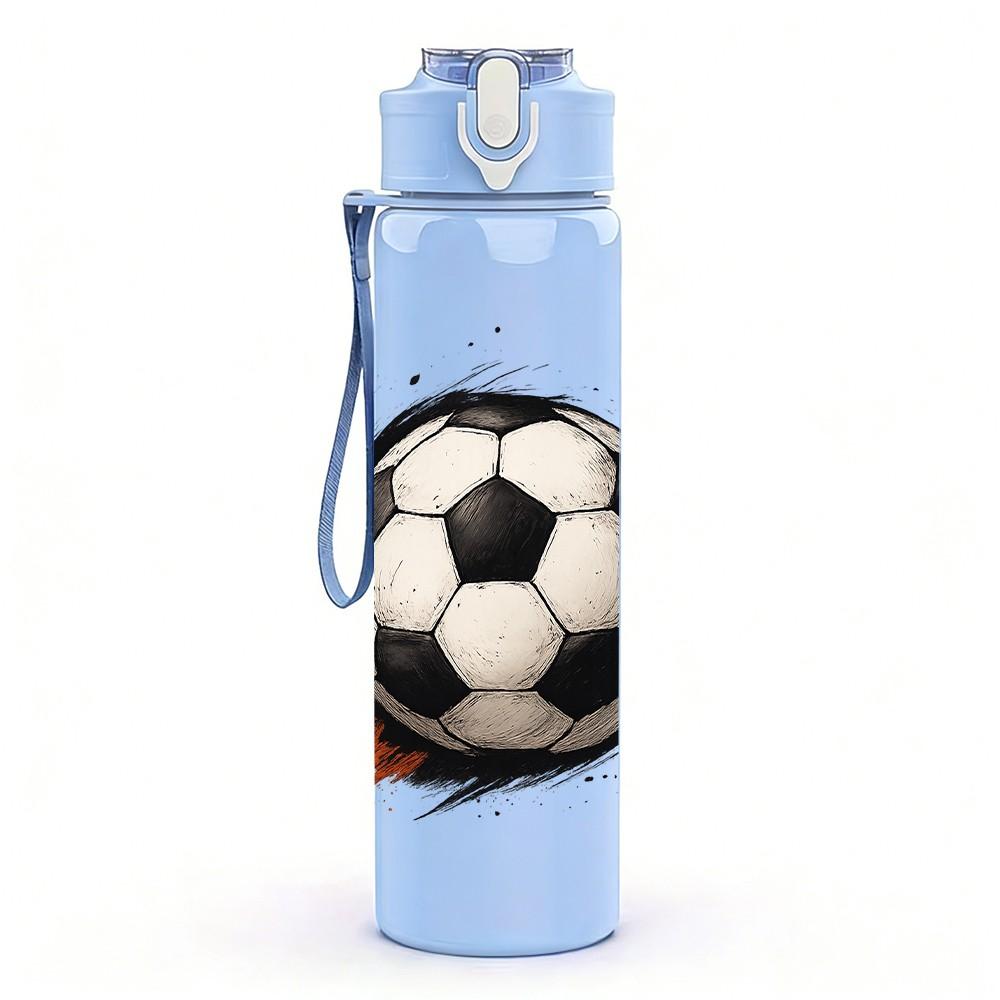 1PC Soccer Football 750ml Color Plastic Sports Water Bottle Leakproof Flip Straw Lid Suitable for Sports Office Home Use