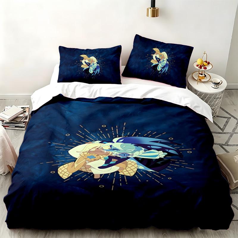 Cookie Run Kingdom 3pc Set Perfect for Bedroom Use Comfortable Bedding Set Includes a Duvet Cover and Two Pillowcases Ideal Birthday or Christmas Gift