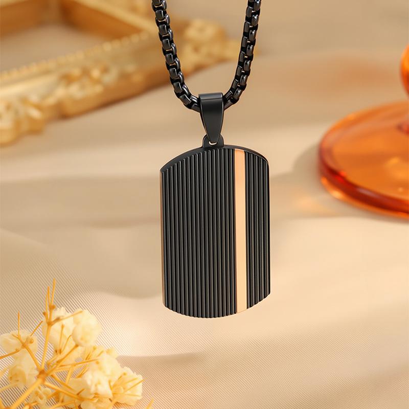 Stainless steel necklace personalized striped black army tag accessories necklace high-end men's necklace versatile jewelry