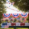 USA Pleated Fan Flag American US Bunting Flag Patriotic Bunting Red White And Blue Buntings Decoration July Fourth Outside Decor