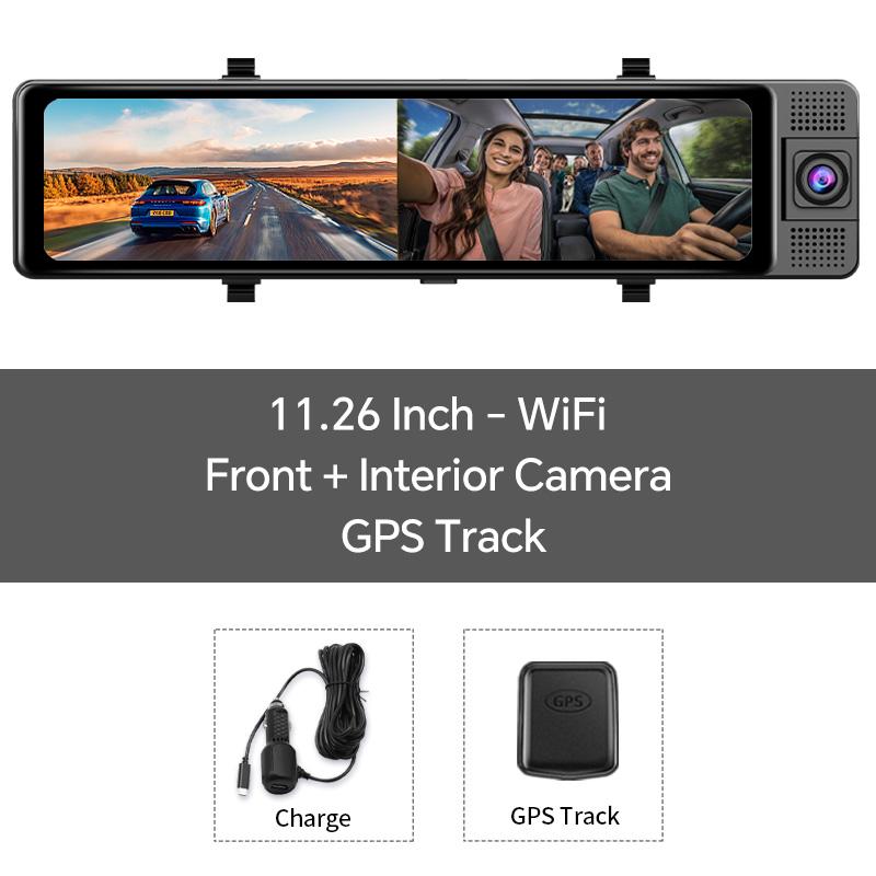 11.26" 3 Cameras 4K GPS WIFI Dash Camera Mirror Dual Lens IPS Screen Car Camera Drive Recorder Stream RearView Mirror Car Dvr