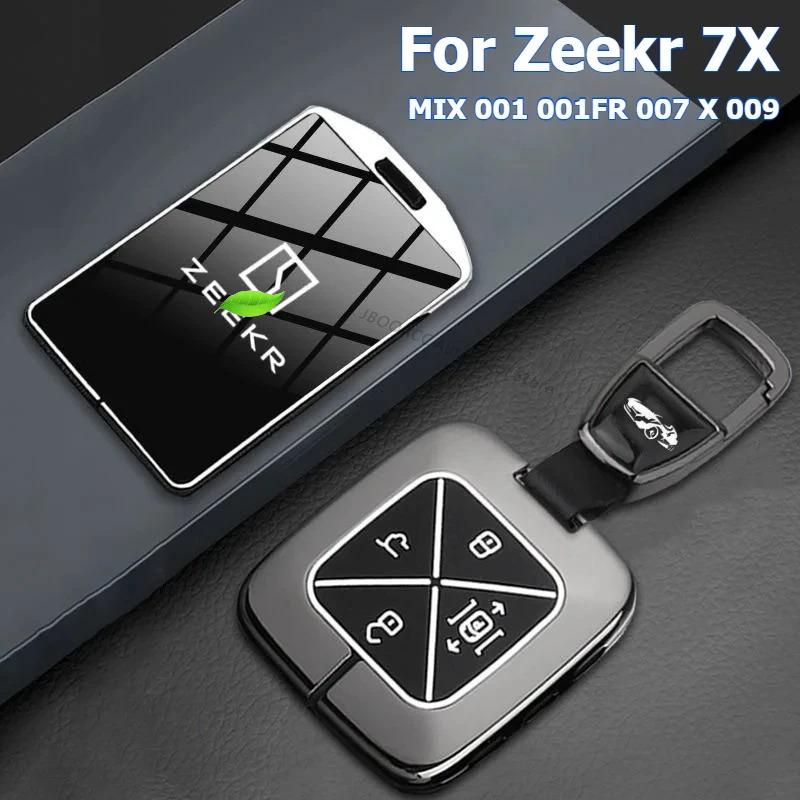 För ZEEKR 7X 001 X MIX 007 009 Zinklegering Bilnyckelfodral Fjärrkontrollskydd Ljusande Skal Kort Nyckelring Hållare Nyckelring