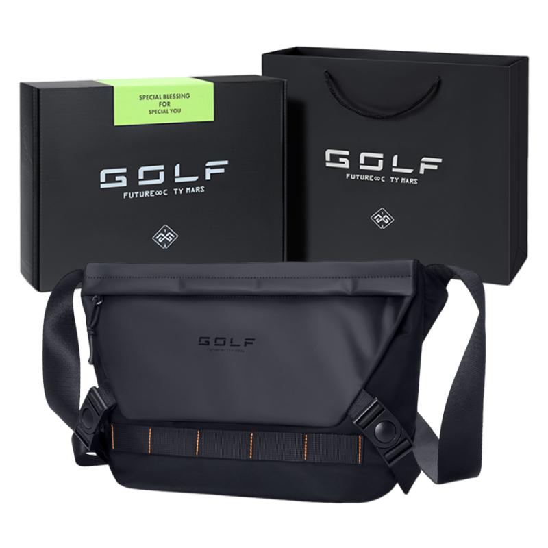 New GOLF Textile, Synthetic Leather Messenger Bag, Crossbody Bag Men's Black D241878