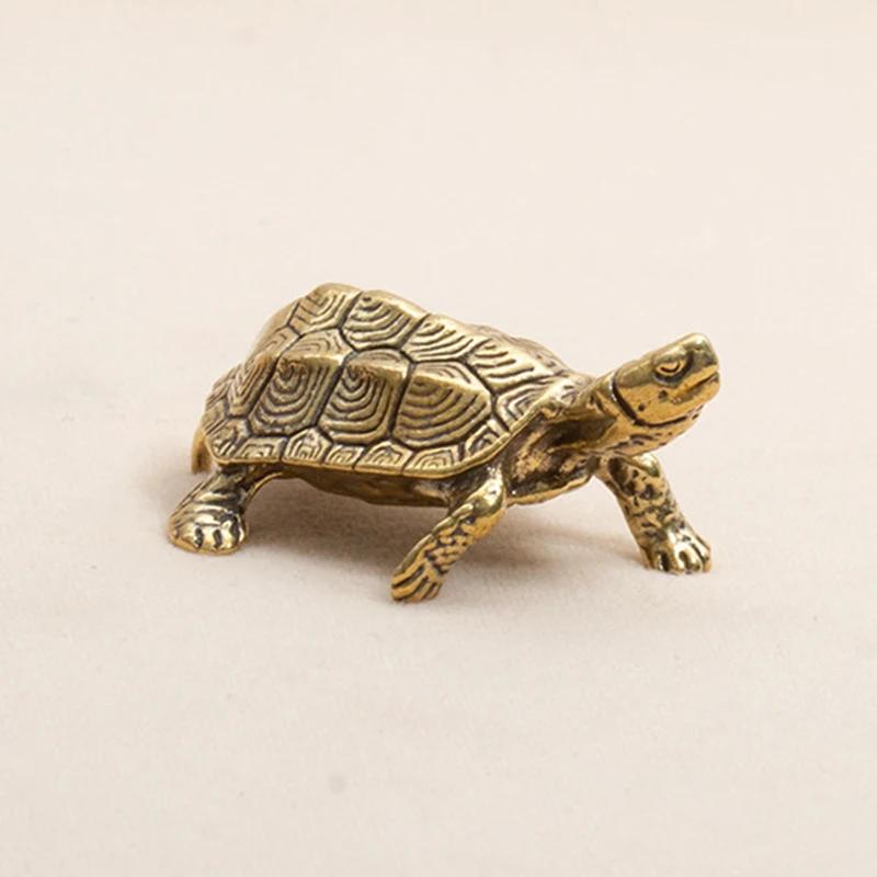 Antique Solid Copper Turtle Ornaments Trumpet Longevity Animal Sculpture Home Office Desk Decorative Simulation Ornament