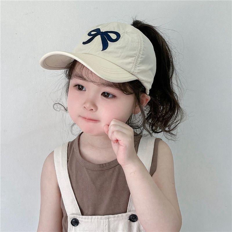 New Sweet Kids Ponytail Baseball Caps Candy Color Quick Drying Adjustable Visor Cap Summer UV Protection Hat Outdoor Travel Caps