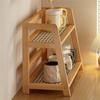 Desktop Rattan Wooden Storage Shelf For Kitchen Organizer Display Rack Spice Rack For Countertop Makeup Organizer