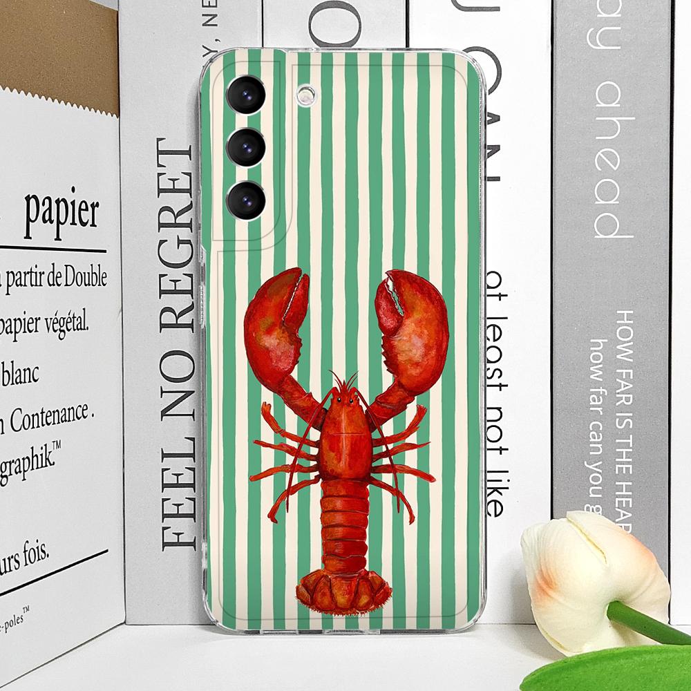 

Simple Cute Striped Plaid Ocean Animal Printed Clear Phone Case for Samsung A57 A14 A16 A36 A55 A54 A53 A52 A51 A50 Soft Covers Galaxy A53 5G