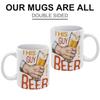 1pc 11oz Ceramic Mug with Double-Sided Print for Beer Fans, Fun Daily Coffee Drinkware