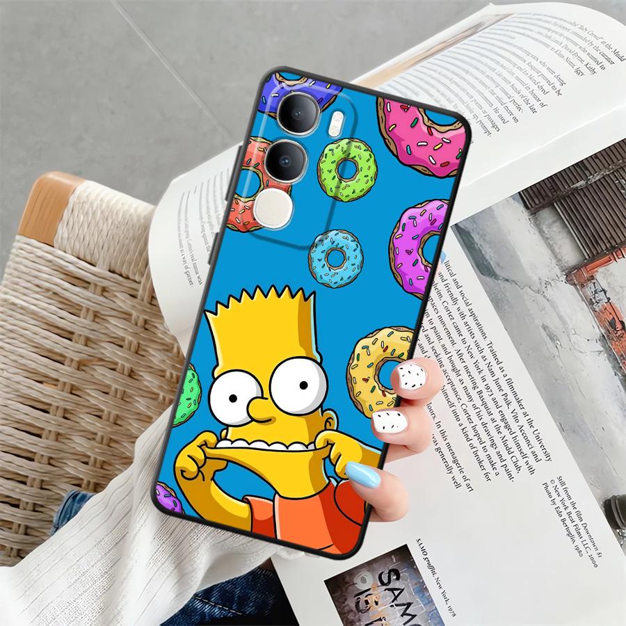 Phone Cover Case for Vivo V21E V23 Y53S V27 Y52S Y93 Y51S Y78 Y71 Y91 Y50 Y95 V29 Y75 Y81 V25 V30 S-simpsons Donut