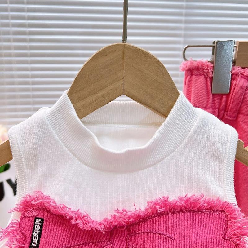 Ropa de Verano para Niñas Conjunto de Dos Piezas de Jeans sin Mangas para Niños Moda de Verano para Niñas
