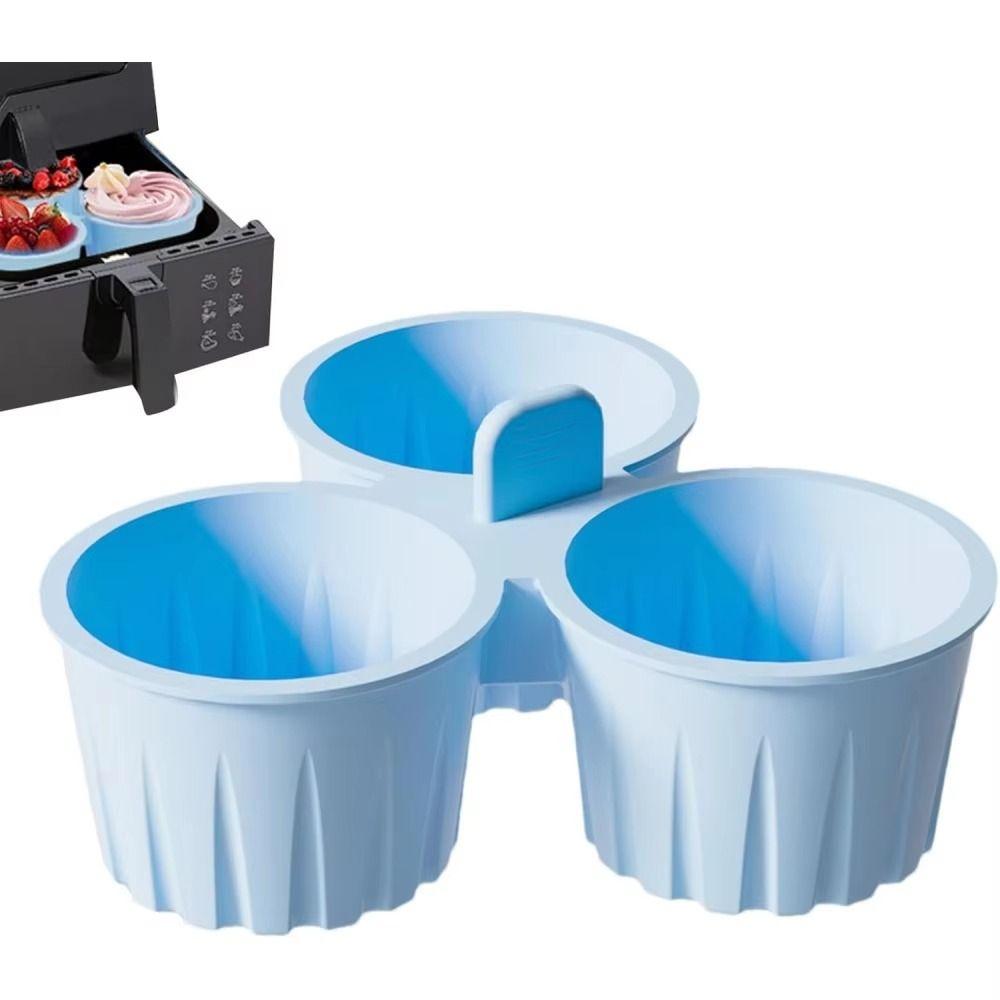 3 Grids Air Fryer Egg Mold Silicone Silicone Muffin Pan Steamed Egg Mold  Microwave Compatible