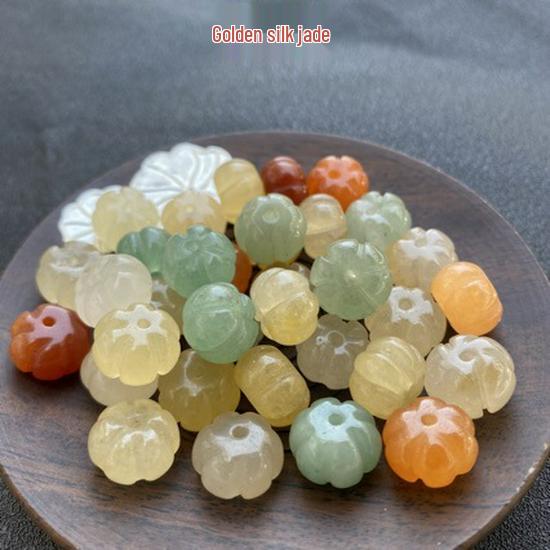 

Xinjiang Golden Silk Jade Pumpkin Beads for DIY Jewelry: Handmade Spacer Beads for Bracelets & Necklaces. Approx. 7*11mm