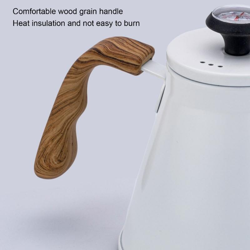 Edelstahl Schwanenhalskessel 1,2L mit Thermometer und Hitzebeständigem Griff für Präzision beim Kaffeeaufgießen