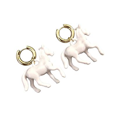 Creative Exaggerated Stereoscopic Small Horse Pendant Earrings Ear Accessories Jewelry for Fashionable Women