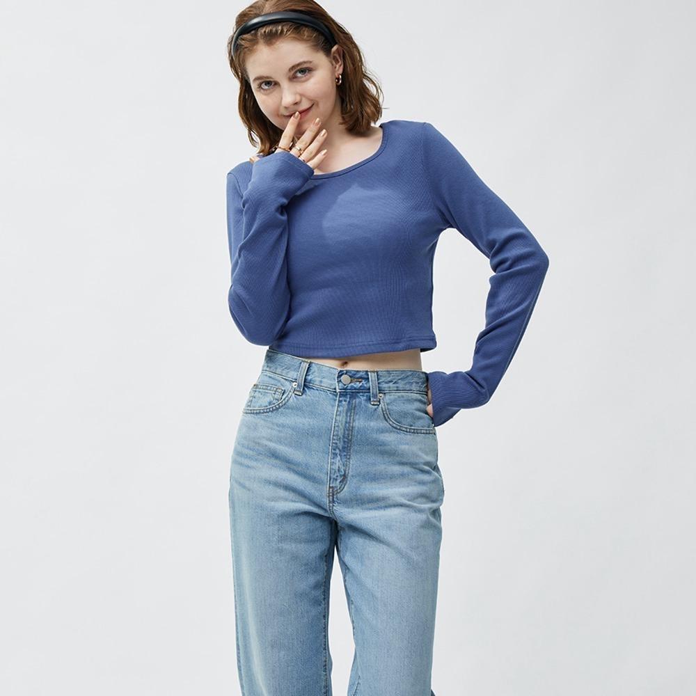 Gu By Uniqlo High Rise Straight Jeans+ec  Long Length 