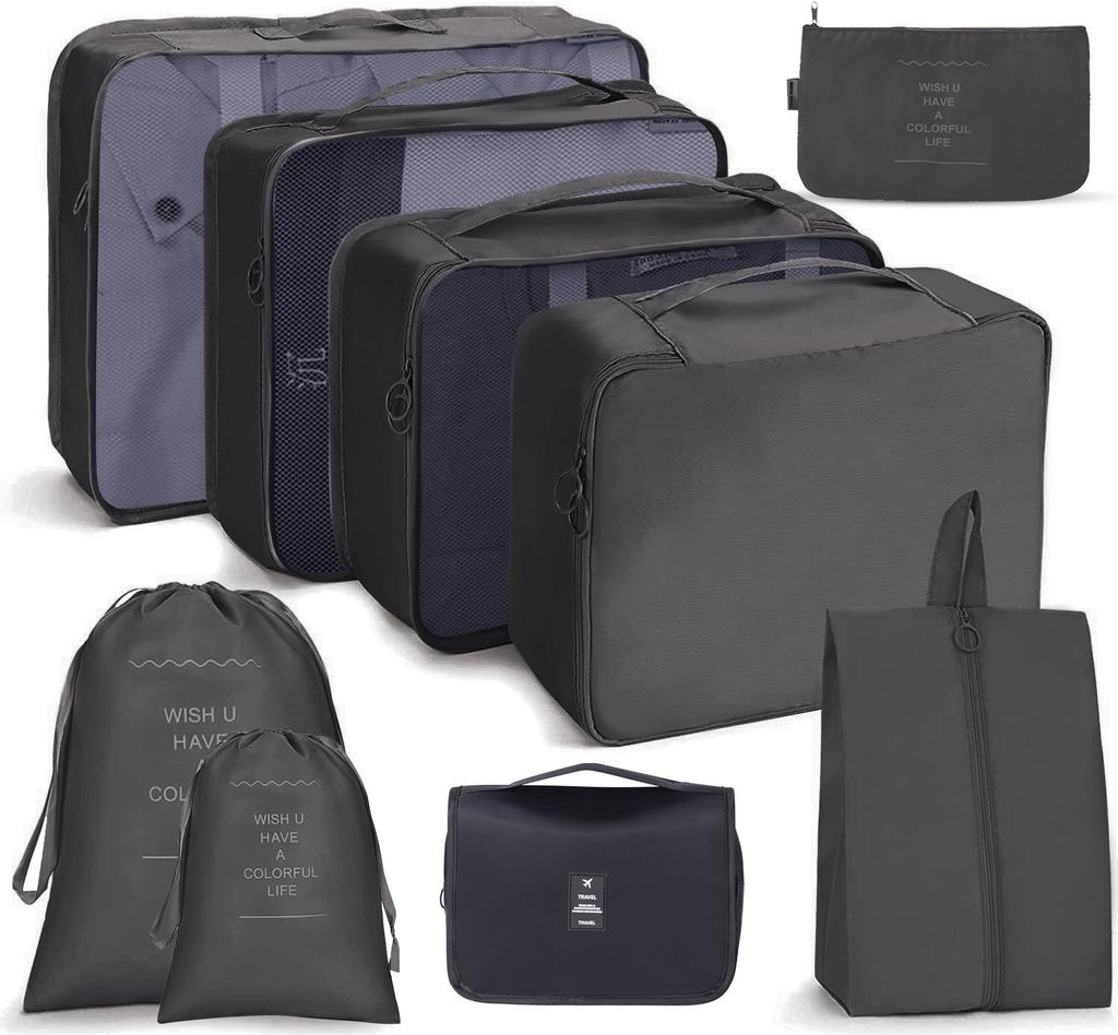Travel Storage Bag Set Six-Piece Set Seven-Piece Eight-Piece Set Folding Toilet Bag Clothes Storage Bag Bundle Travel Bag