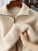 Men's Double-Ply Pure Wool High Neck Zipper Cardigan - Thickened Loose Casual Knit Sweater for Autumn and Winter.