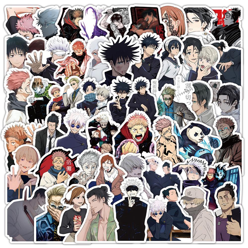 50/80/100pcs Vintage Jujutsu Kaisen Anime Stickers for Kid Toy DIY Laptop Skateboard Car Kawaii Cartoon Decoration Sticker Decal