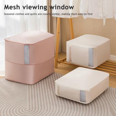 Self Compression Comforter Bag Large Capacity Quilt Storage Bag Washable Wardrobe Organizer with Mesh Viewing Window for Clothes Blankets Sweaters