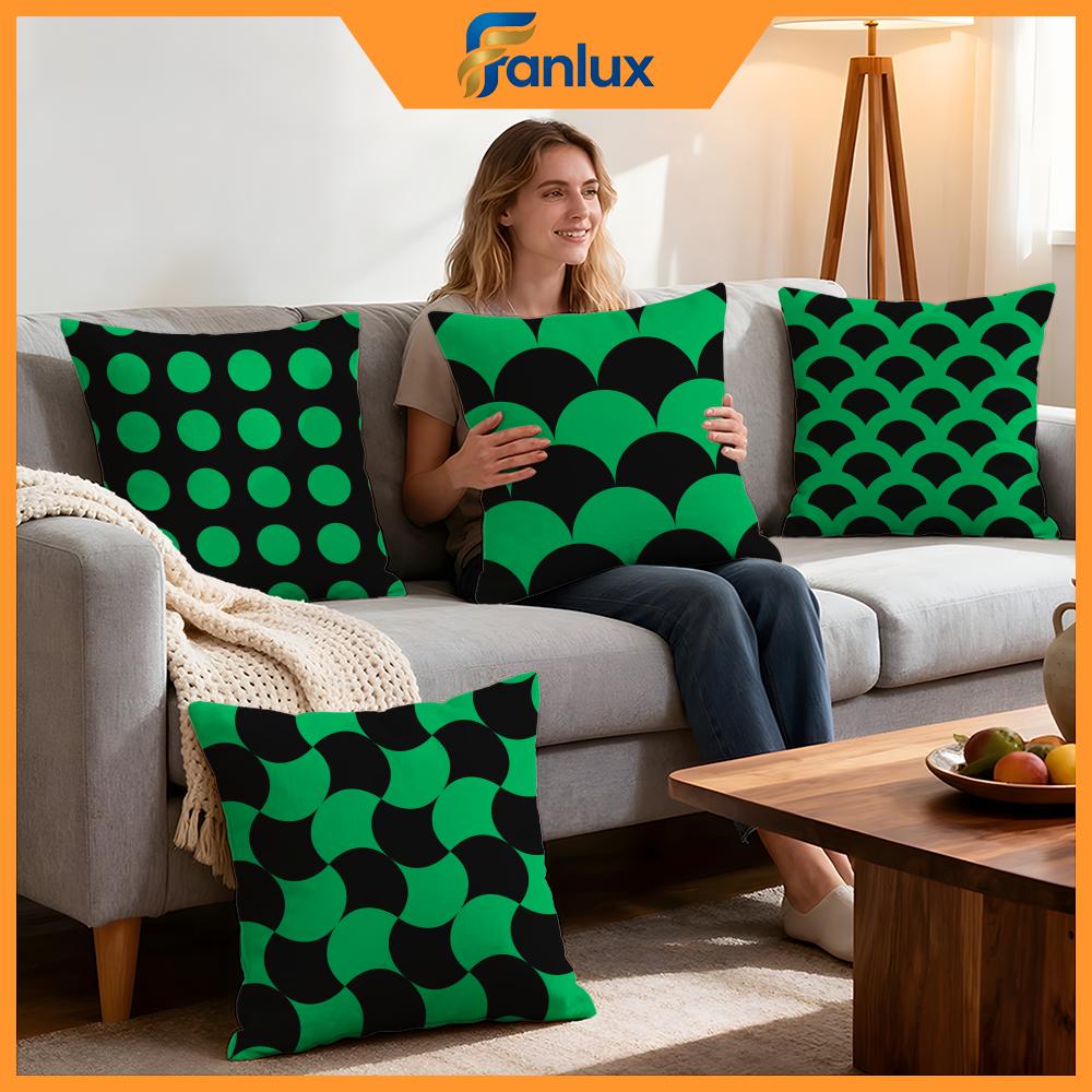Color black and green Cushion Cover Pcs Decorative Covers Soft Cushion Case for Sofa Couch Decor x x Pillowcases