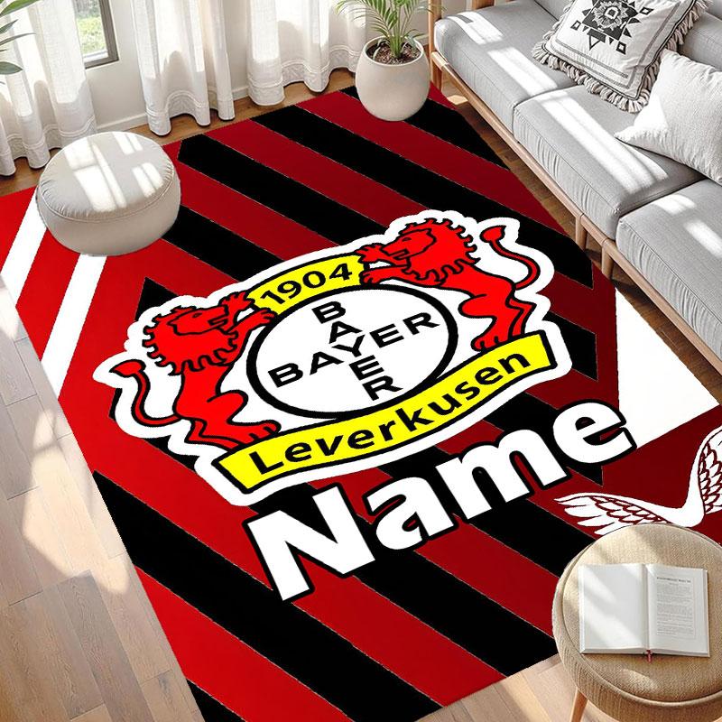 Custom Name Personalized Bayer 04 Leverkusen Print Carpet, Versatile Home Decor Rug, for Playroom, Apartment, Balcony, Entryway, Hallway Gift