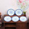 5Pcs 1:12 Dollhouse Simulation Blue White Porcelain Plates Dollhouse Kitchen Decoration Dolls House Accessories Pretend Play Toy