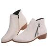 Women's Shoes, Women's Boots, Suede, Round Toe, Side Zipper, Thick Heel, Leather Boots, Women's Short Boots