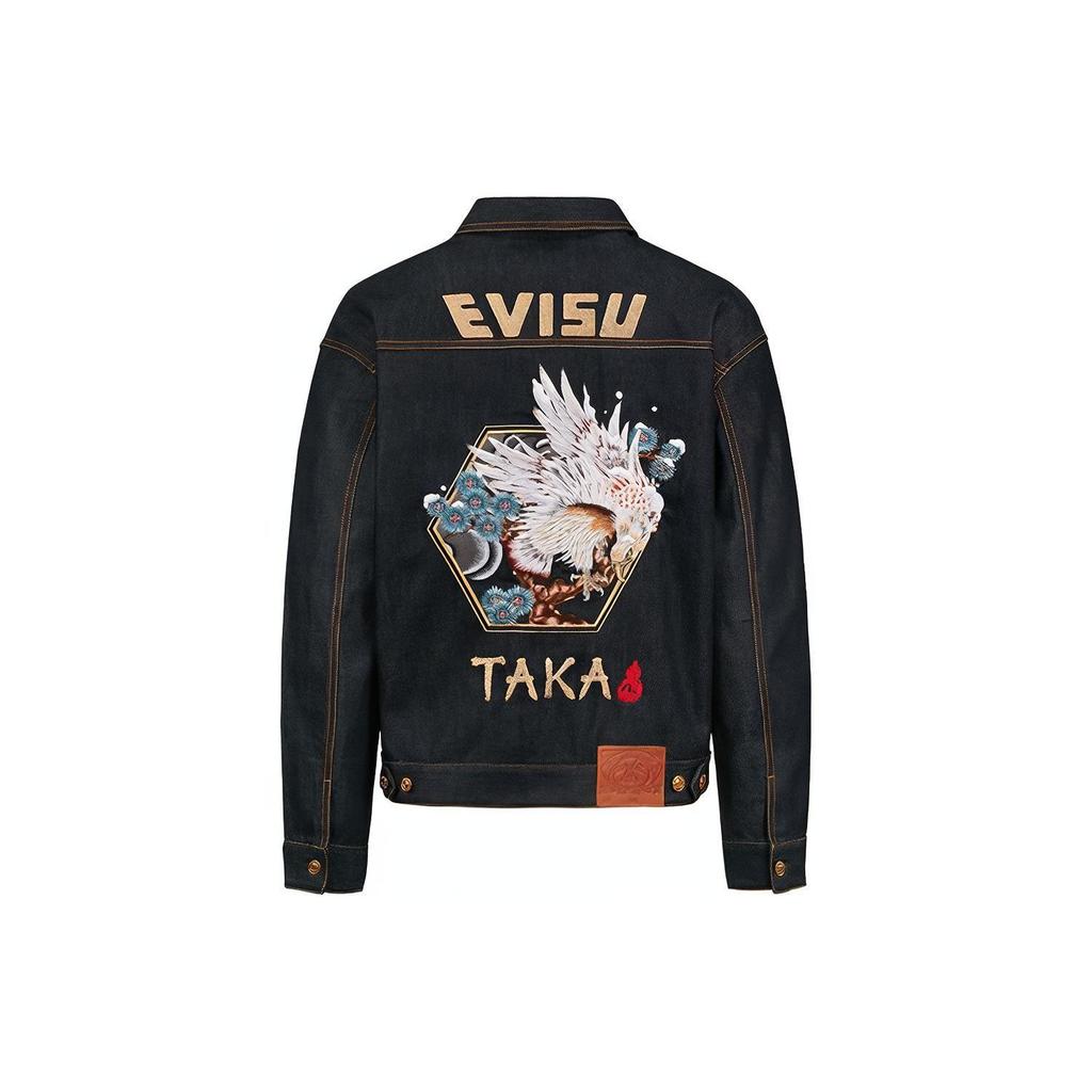 Evisu Seagull And Eagle Logo Embroidered Denim Jacket Men jackets Denim-Blue 2EAHTM0DJ213LF