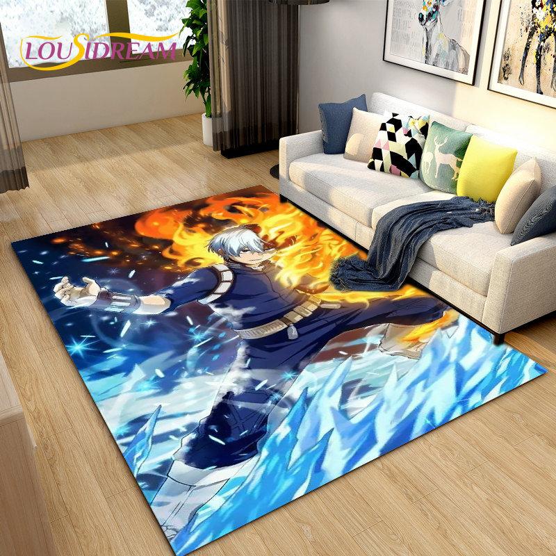 Tappeto Area Grande Anime Giapponese My Hero Academia, Tappeto per Soggiorno Camera da Letto Divano Zerbino Decorazione, Tappetino Antiscivolo per Bambini