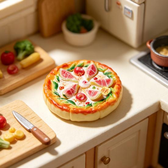 Miniature Scene Decorations 2Pcs Mini Resin Pizza Ornaments, Realistic Miniatures, Tiny Simulation Figures Food Ornaments for DIY Craft Project, Doll