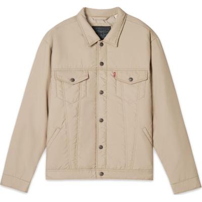 Chaqueta de Algodón de Manga Larga Suelta Cómoda Sencilla de Color Sólido Levis para Hombre Chaquetas Beige A6086-0007