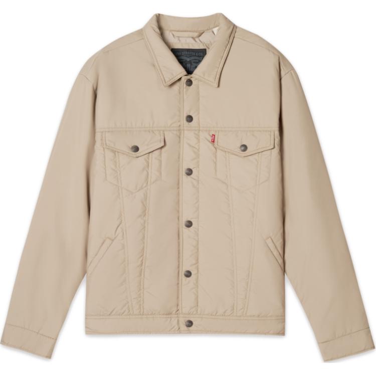 Levis Solid Color Simple Comfortable Loose Long Sleeve Cotton Jacket Men jackets Beige A6086-0007