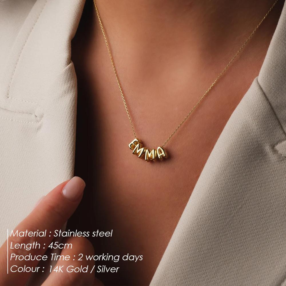 EMANCO Women's Name Necklace Gold-plated 3D Bubble Letter Customized High-end Jewelry New Year Gift for Her
