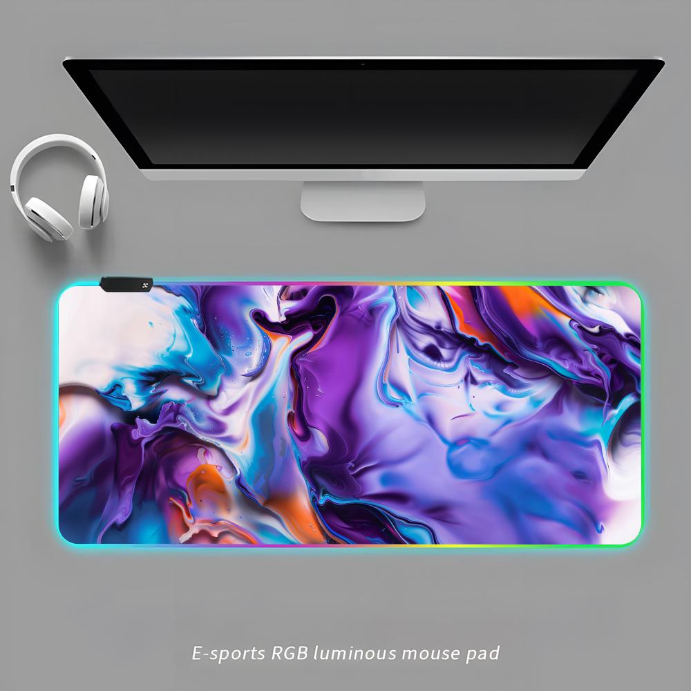 

Vibrant Fluid Art Mouse Pad RGB Gaming Mouse Pad Desk Mat HD Gamer Large LED Light XXL MousePads RGB600x300x3mm