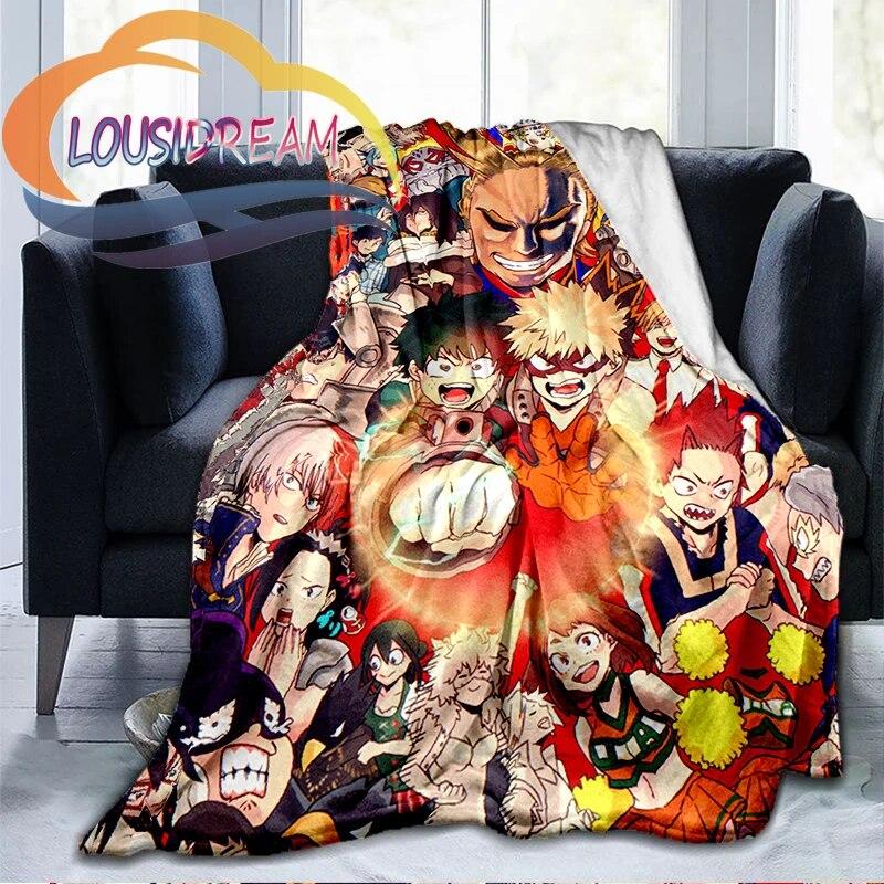 My Hero Academia Nadýchaná vlněná deka Flanel Hřejivost Měkká plyšová pohovka Throw čtvercová deka Tourist