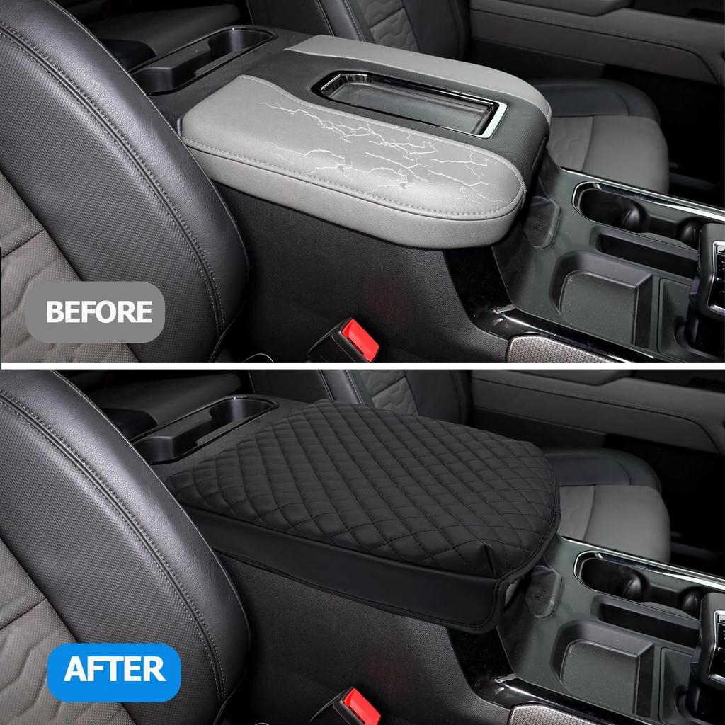 1.2In Thickness Center Console Cover Compatible With -2025 Chevy Silverado/GMC Sierra And -2025 Tahoe/Suburban/Yukon , Car Armrest Cover Leather