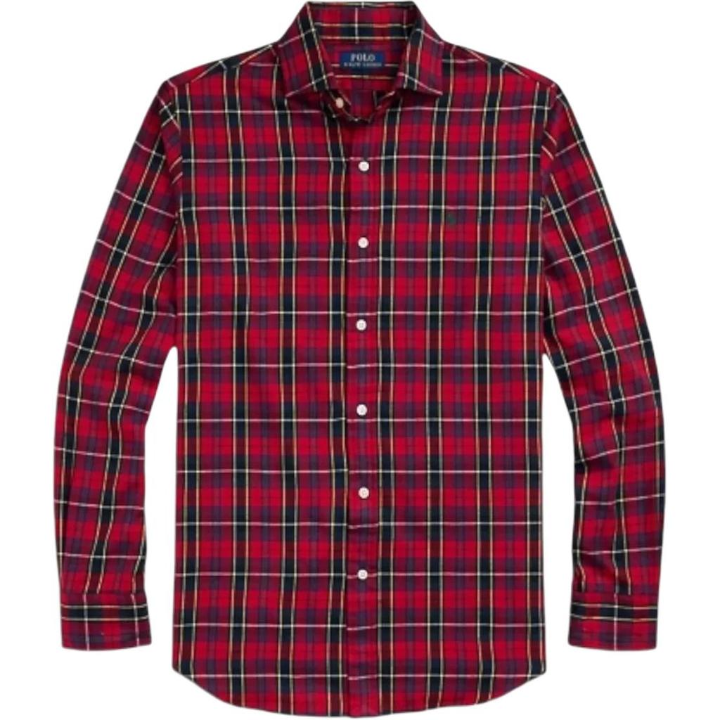 Polo Ralph Lauren Plaid Twill Button-Down Long Sleeve Shirt Men Shirts Red 710922281-004