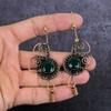 Natural Green Onyx Gemstone Handmade Copper Wire Wrap Jewelry Earring 3.74" Q9B96
