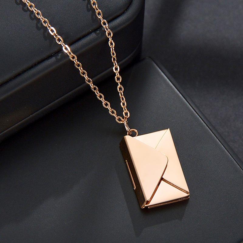 Minimalist Openable Envelope Necklace for Women - Creative Love Letter Design, Stainless Steel Jewelry Inspired by Japan & Korea