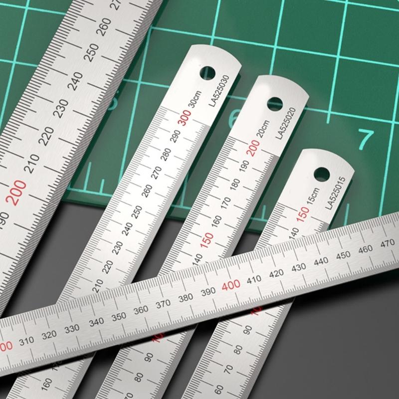 Professional 2Cr13 Steel Measuring Ruler Tool Having Two Measurement Systems For Woodworking And Design Applications