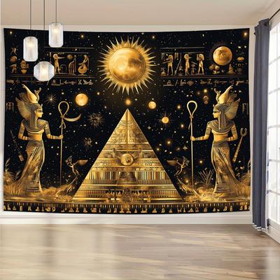 Egyptian Pyramid Vintage Tapestry  Photo Backdrop for Living RoomBedroomOfficePartyLive Streaming CeilingHangable