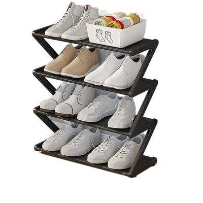 Multifunctional Plastic Doorway Shoe Rack Black/White/Pink Z-Shaped Shoe Stand Assembled Space Saving Shoe Storage Rack Bedroom