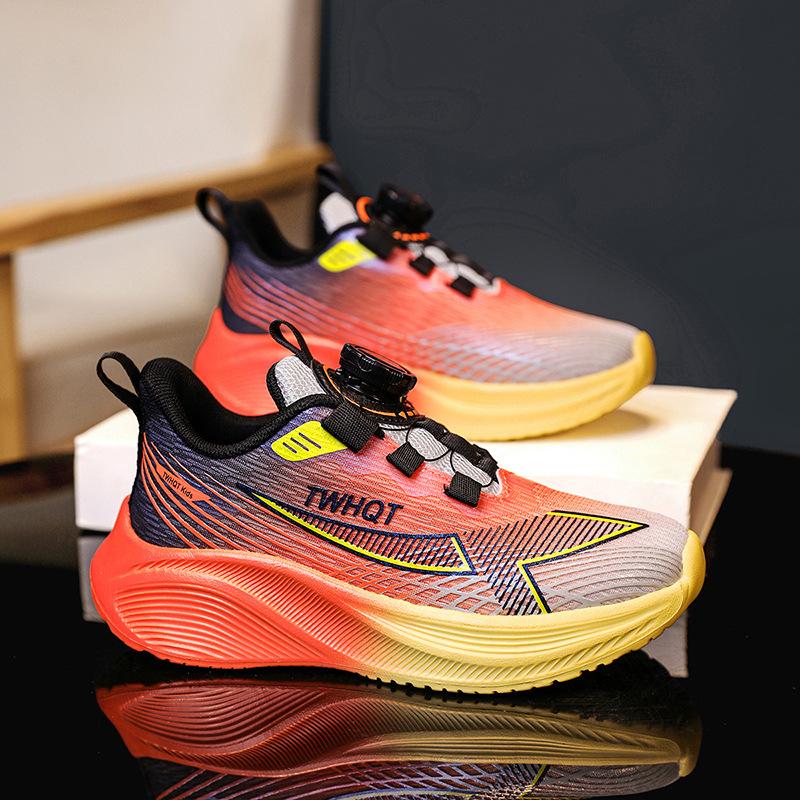 Jungen atmungsaktive Schuhe mit Drehverschluss 2025 Frühling und Herbst Kinder Sportschuhe mittelgroße und große Kinder Stoßdämpfung leicht Jungen