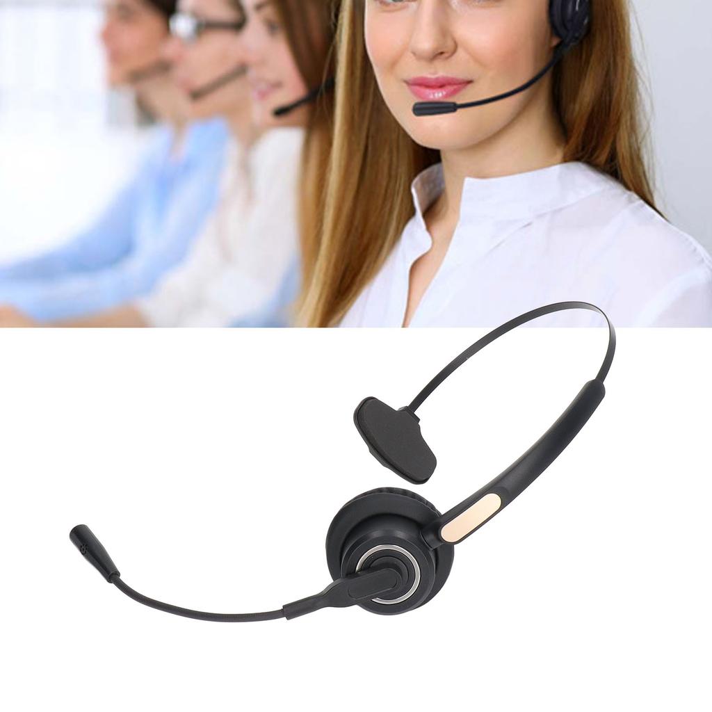 USB Headset Single Ear Bluetooth Noise Canceling Adjustable Customer Service Headphone with Micropho