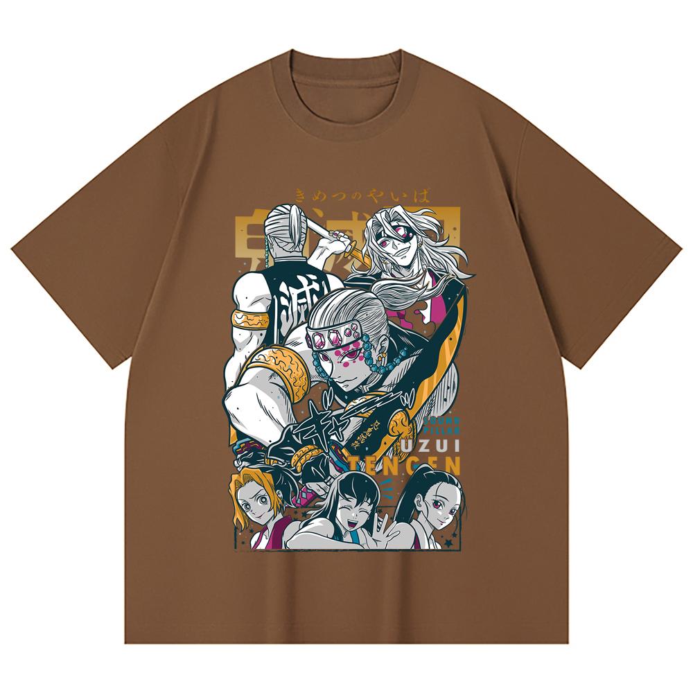 230 Gsm 100% Cotton Demon Slayer V65 Uzui Print Unisex Heavy Cotton T Shirt