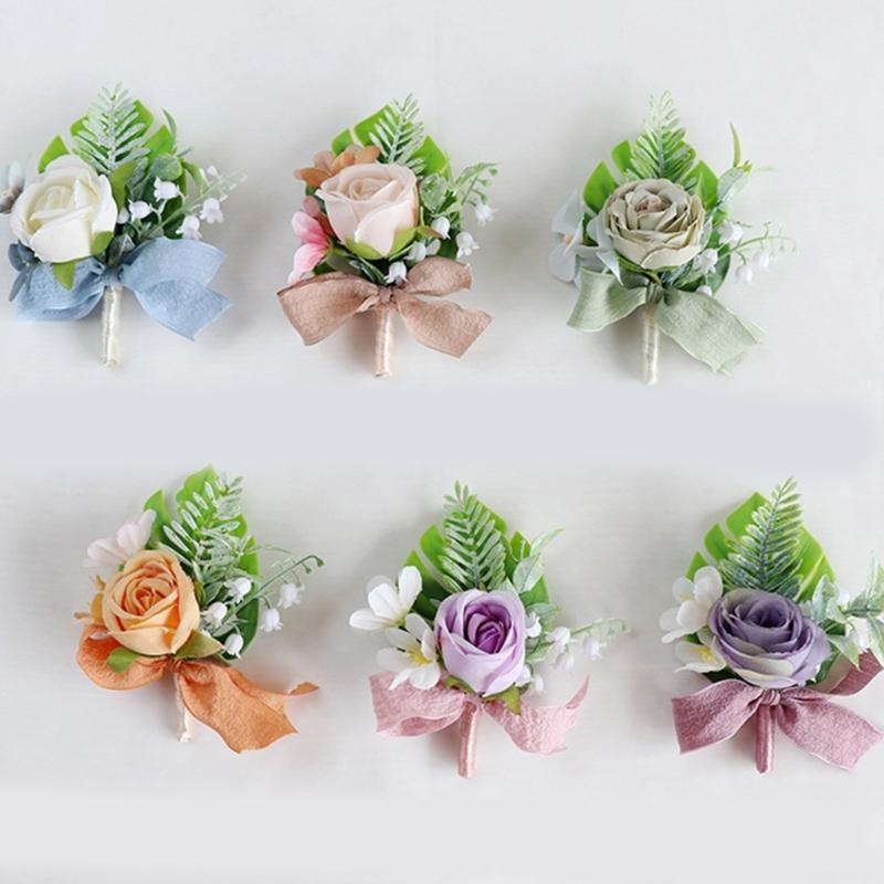 Elegant Wedding Groom Boutonniere Bridal Rose Corsage for Wedding Business Meeting Receptions Wedding Bride Accessories