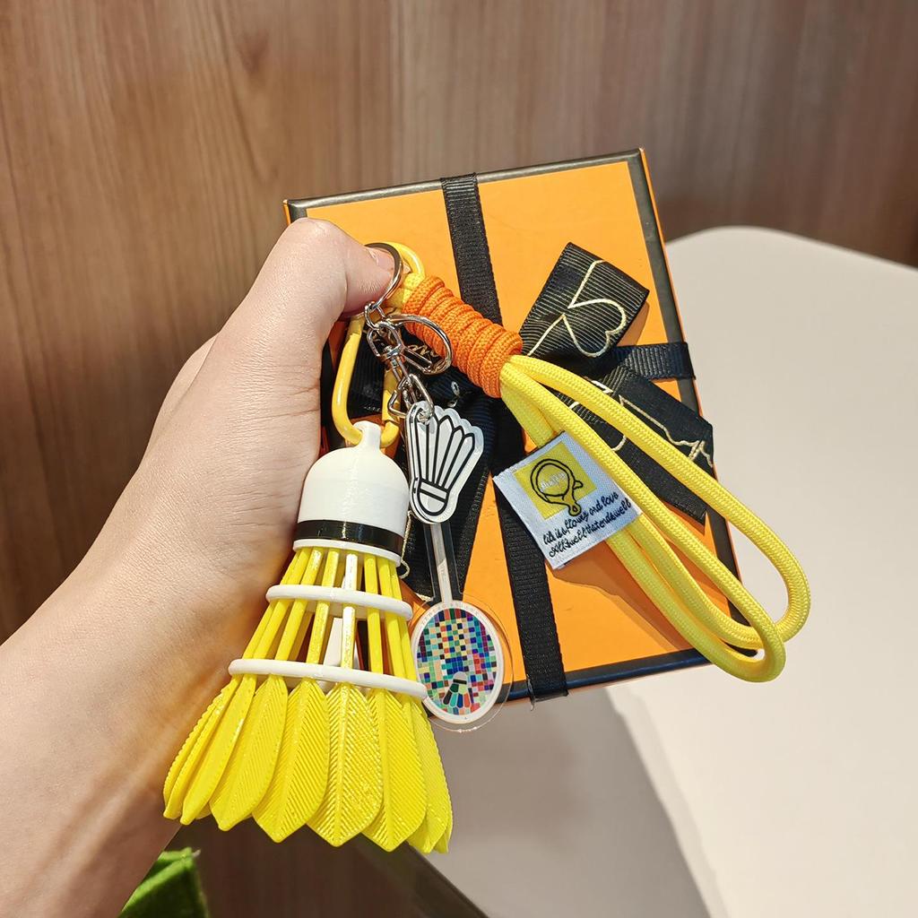 High-Value Rainbow Badminton Pendant Keychain: Creative Sports Backpack Decoration & Gift