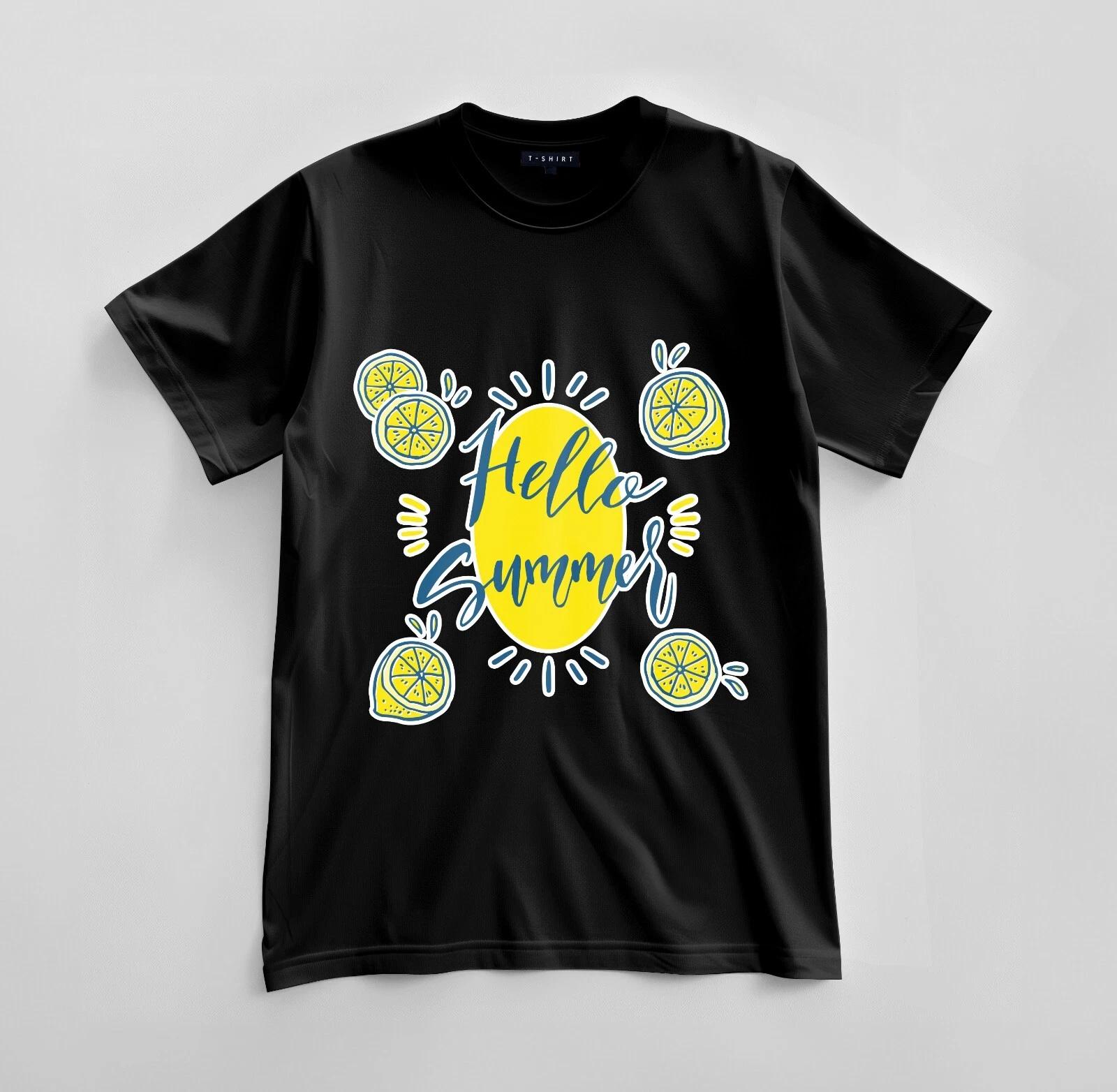 Custom Hello Summer Graphic T-shirt Design Unisex Jersey Short Sleeve Tee 2XL